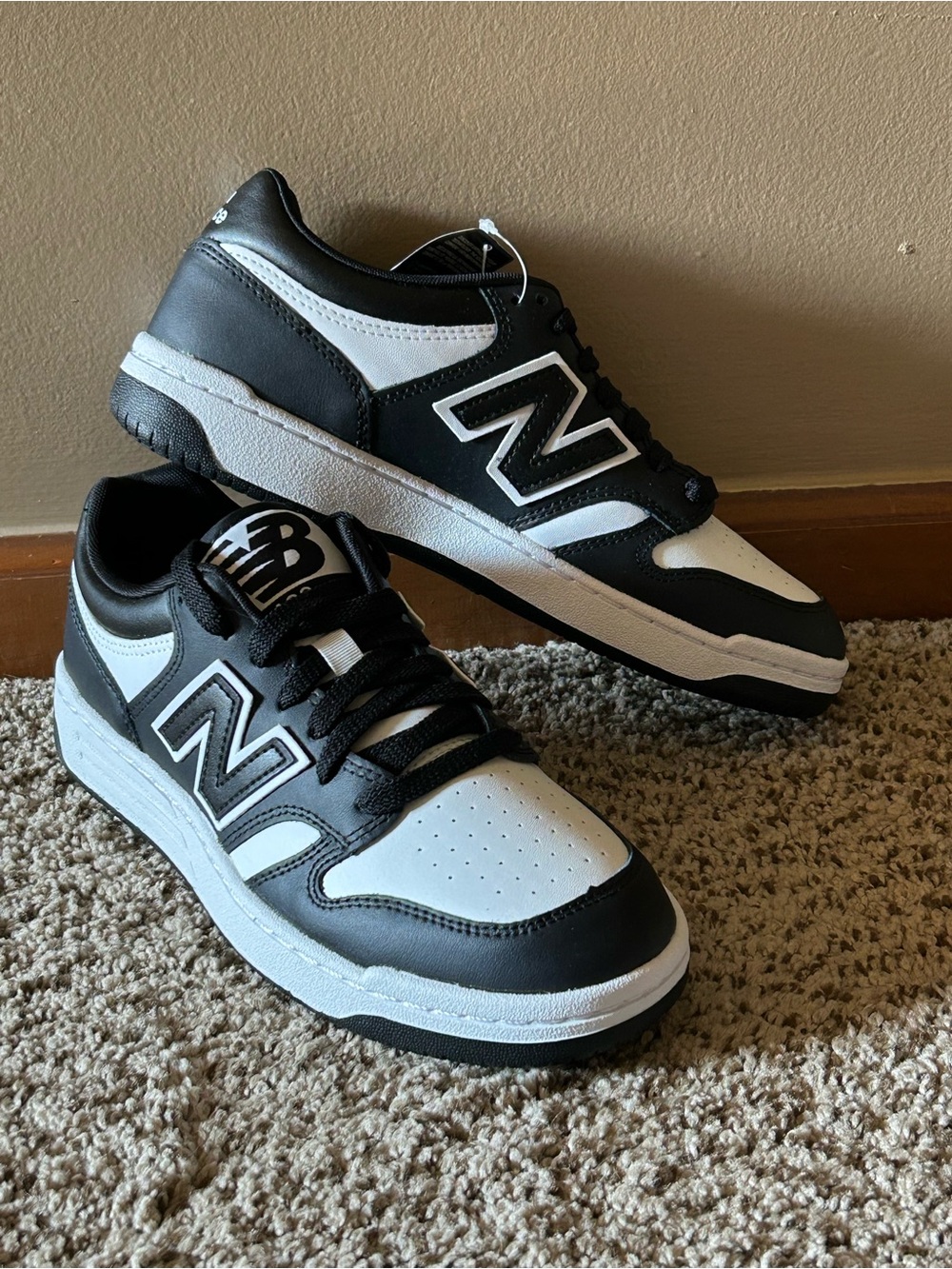 New Balance 480 Men’s Leather Black/White Sneakers Men 6 Women 7.5